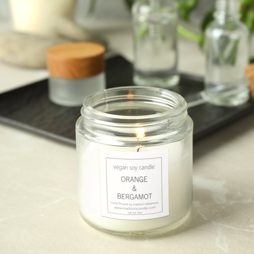 Soy Candle  Simple Minimalist Grey  White 3 inch Square Sticker