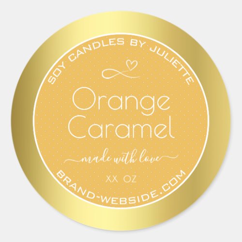 Soy Candles Packaging Labels Gold Orange Caramel