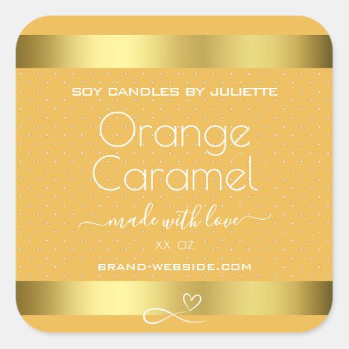Soy Candles Packaging Labels Gold Orange Caramel