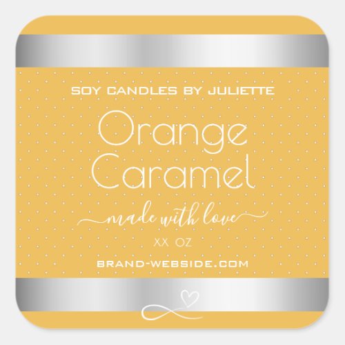 Soy Candles Packaging Labels Silver Orange Caramel