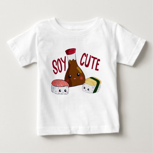 Soy Cute Kawaii Sushi Soysauce Tamago Rolls Baby T_Shirt