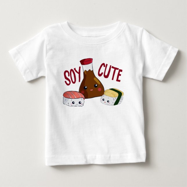 Soy Cute Kawaii Sushi Soysauce Tamago Rolls Baby T-Shirt (Front)