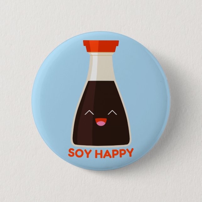Soy Happy Cute Soy Sauce Foodie Button (Front)