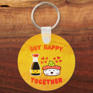 Soy Happy Together Cute Soy Sauce Pun Keychain