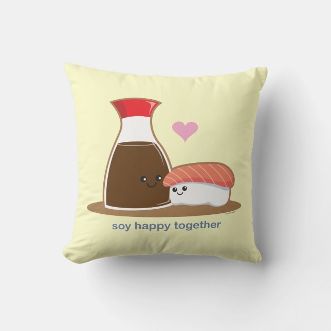 Soy Happy Together Throw Pillow (Front)
