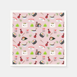 Soy in love cute light pink Kawaii Sushi Napkins