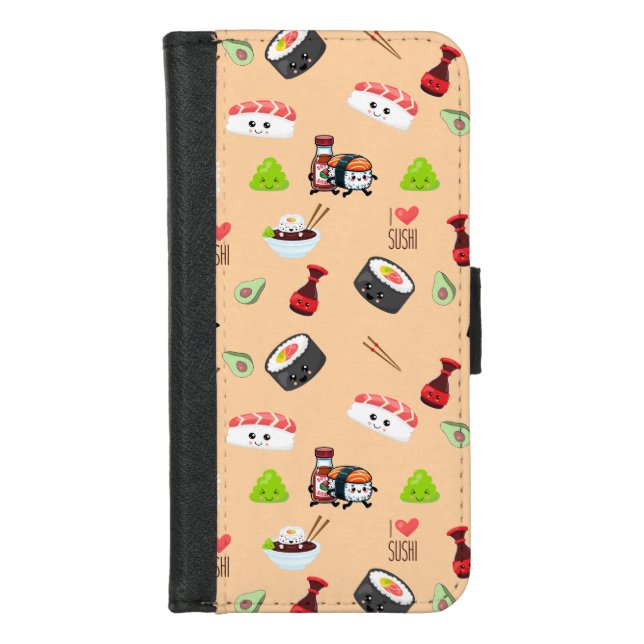 Soy in love cute yellow Kawaii Sushi  iPhone Wallet Case (Front)