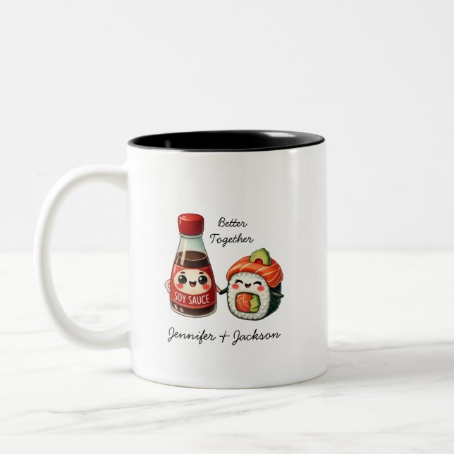 Soy Sauce and Sushi Personalized Mugs (Left)