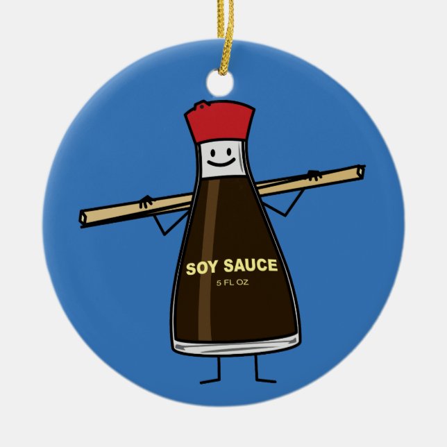 Soy Sauce Bottle condiment Asian chopsticks Ceramic Ornament (Front)