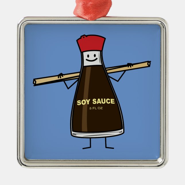 Soy Sauce Bottle condiment Asian chopsticks Metal Ornament (Front)
