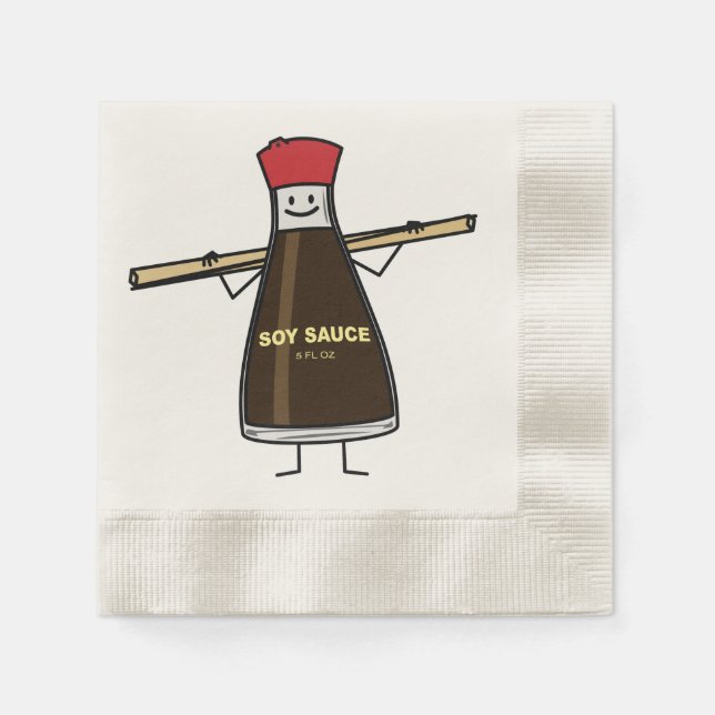 Soy Sauce Bottle condiment Asian chopsticks Napkins (Front)