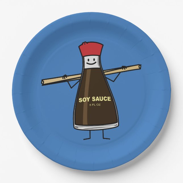 Soy Sauce Bottle condiment Asian chopsticks Paper Plates (Front)