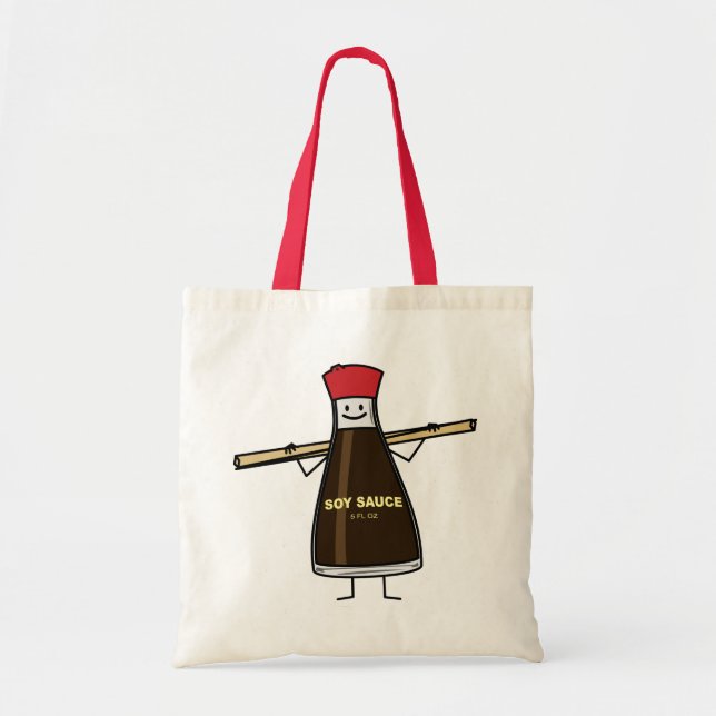 Soy Sauce Bottle condiment Asian chopsticks Tote Bag (Front)