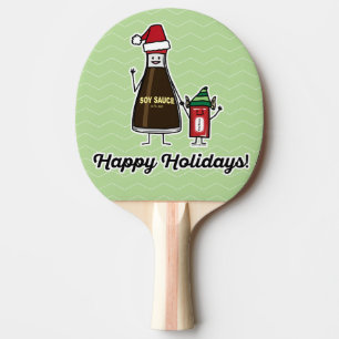 Soy Sauce Bottle Packet kid child Christmas Santa Ping-Pong Paddle