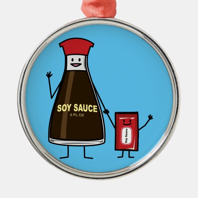 Soy Sauce Bottle Packet kid child condiment Asian Metal Ornament (Front)
