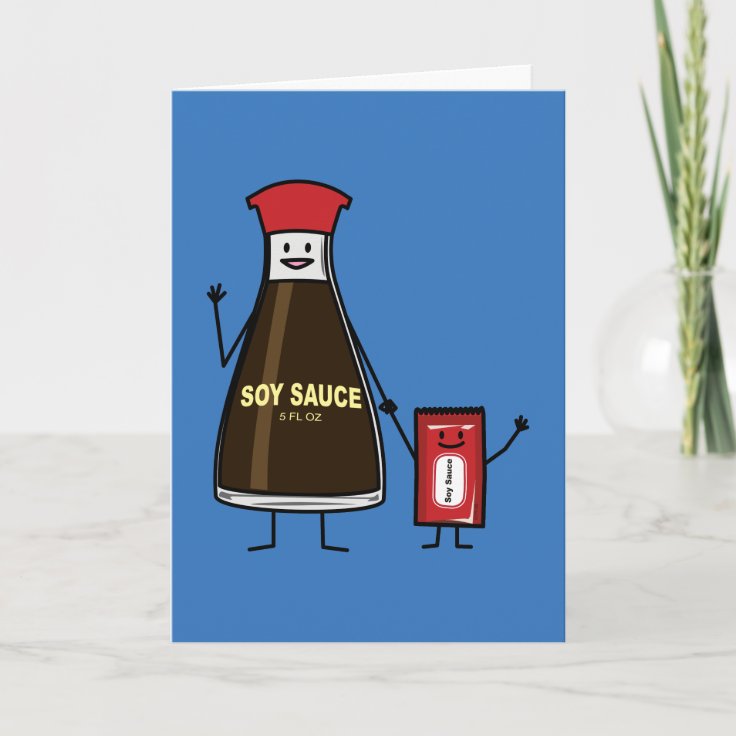 Soy Sauce Bottle Packet kid child condiment Asian Thank You Card | Zazzle