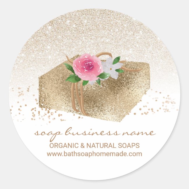 Soy Soap Homemade Natural Organic Bathtub gold Classic Round Sticker