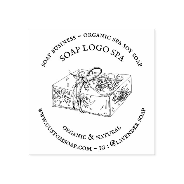 Soy Spa Logo | Natural Soap & Skincare Rubber Stamp