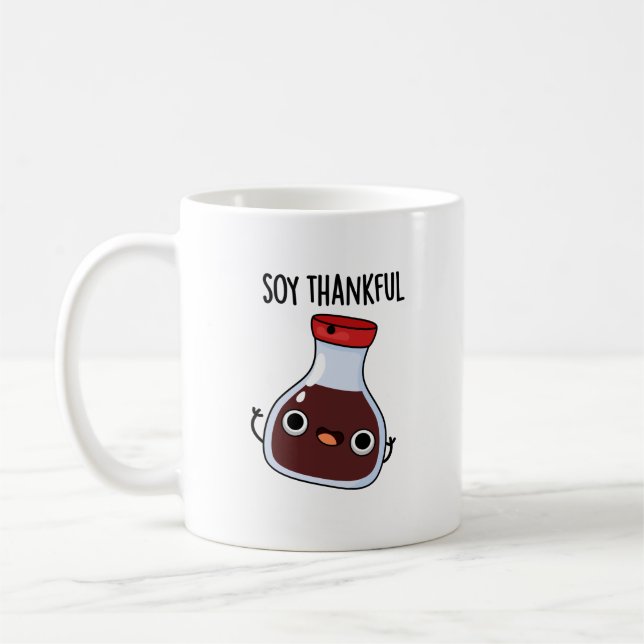 Soy Thankful Funny Soy Sauce Pun  Coffee Mug (Left)
