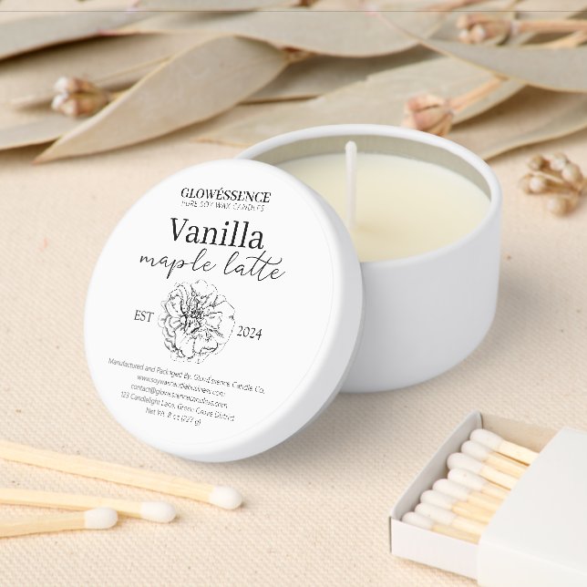 Soy Wax Candle Label Flower Mini Candle Favors (Insitu)