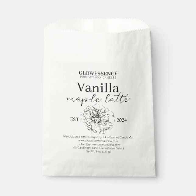Soy Wax Candle Label Flower pack Favor Bag (Front)