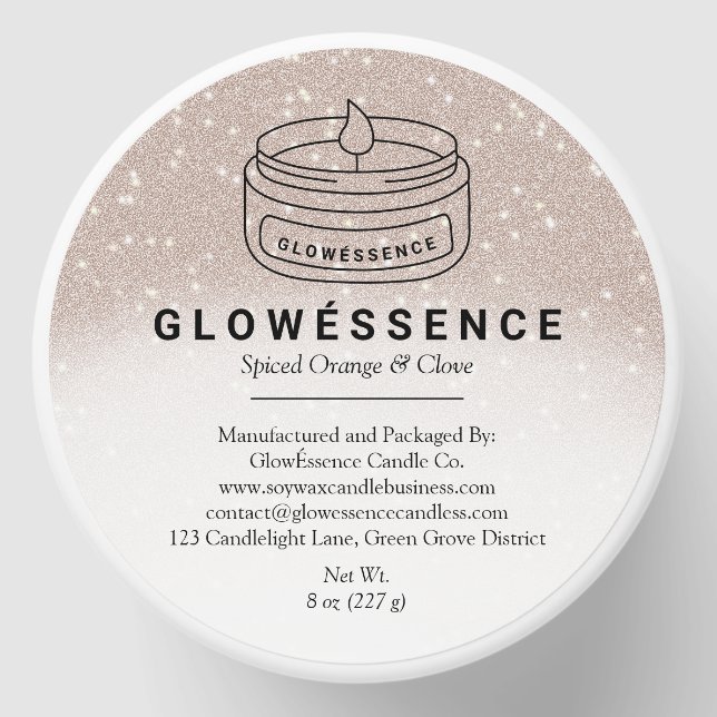 Soy Wax Candle Label Glitter Texture Mini Candle Favors (Front)