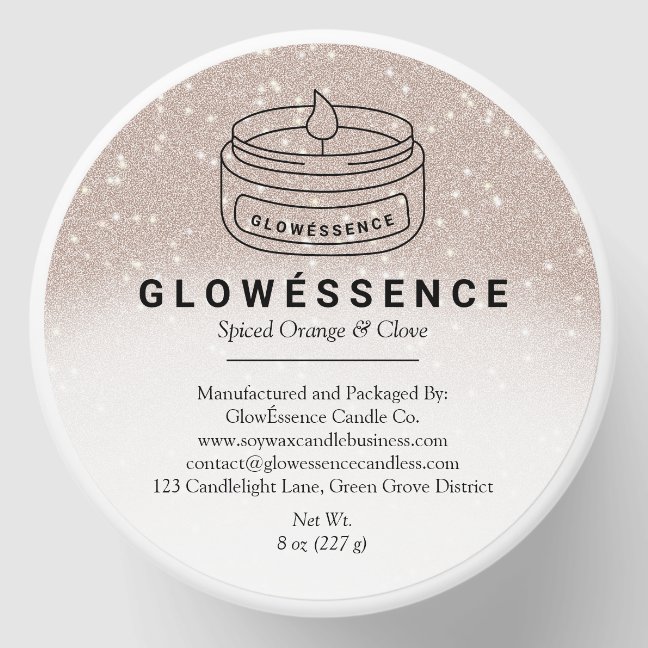 Soy Wax Candle Label Glitter Texture Mini Candle Favors