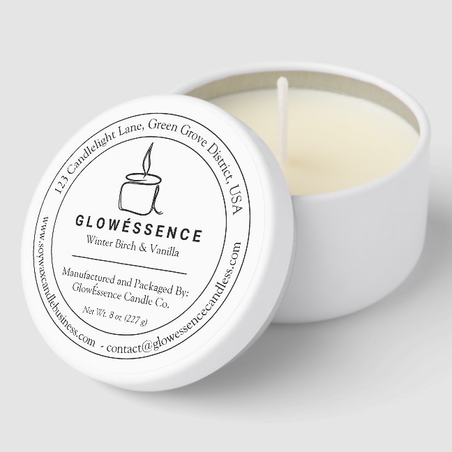 Soy Wax Candle Label Name Address Contact Weight Mini Candle Favors