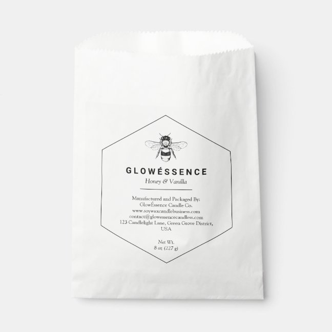 Soy Wax Label Honeycomb Bee Hexagon Favor Bag