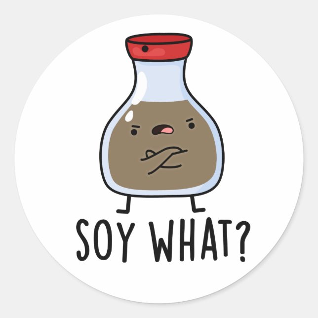 Soy What Funny Soy Sauce Pun  Classic Round Sticker (Front)