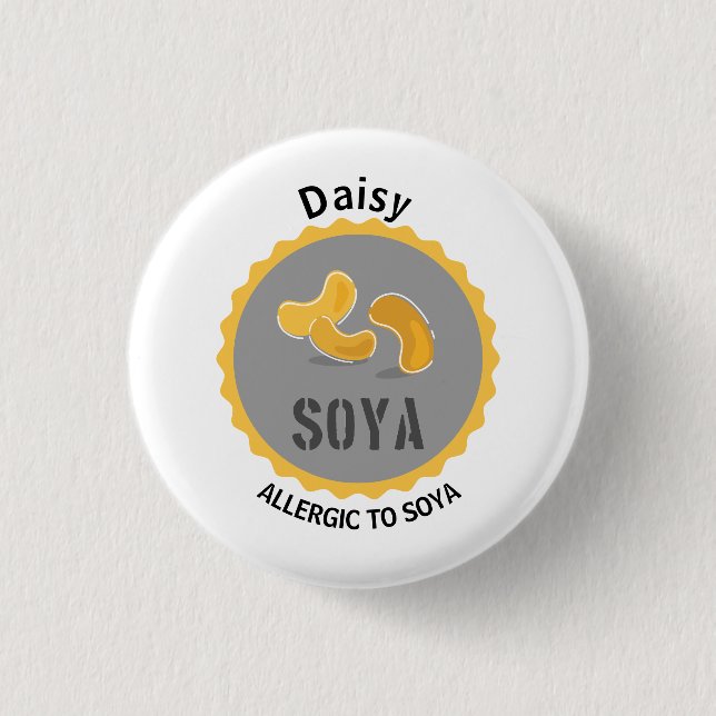 Soya Allergy Alert Editable Name Button (Front)
