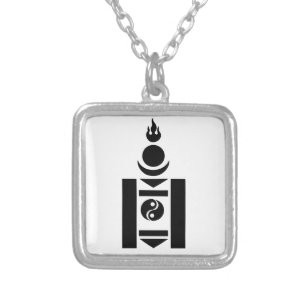 Soyombo Mongolian Symbol Silver Plated Necklace