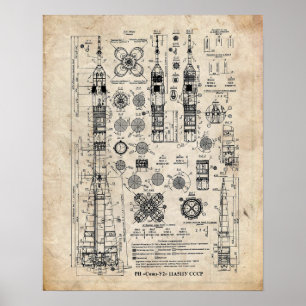 Soyuz-U2 Launch Vehicle Patent Poster