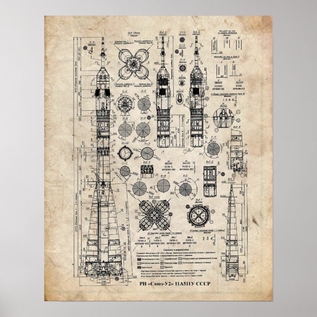 Soyuz-U2 Launch Vehicle Patent Poster (Front)
