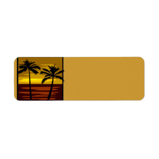 SP010  RETRO BROWNS GOLDS SUNSET PALM TREES LOGOS LABEL