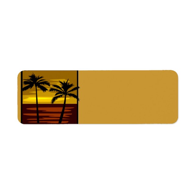 SP010  RETRO BROWNS GOLDS SUNSET PALM TREES LOGOS LABEL (Front)