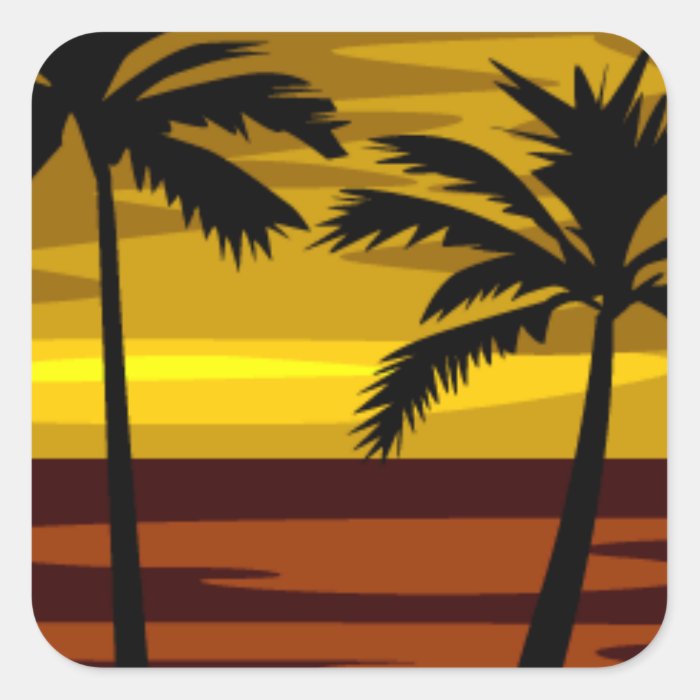 SP010  RETRO BROWNS GOLDS SUNSET PALM TREES LOGOS STICKERS