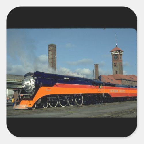 SP 4_8_4 Daylight locomotive 4449_Trains Square Sticker