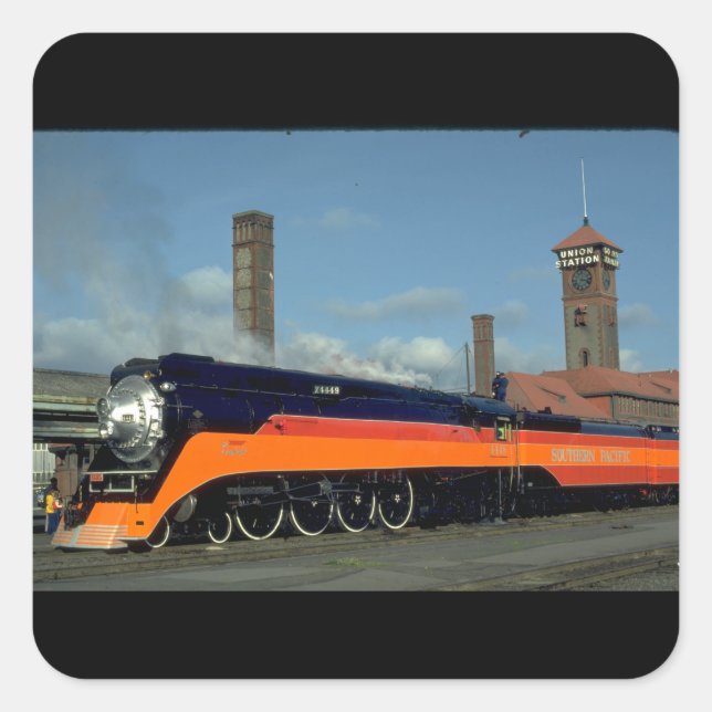 SP 4-8-4 "Daylight" locomotive #4449_Trains Square Sticker (Front)