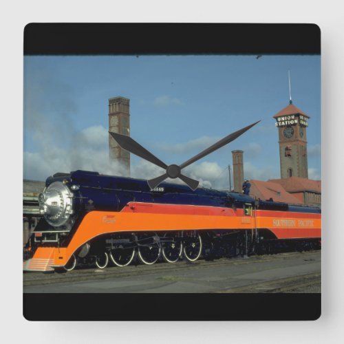 SP 4_8_4 Daylight locomotive 4449_Trains Square Wall Clock