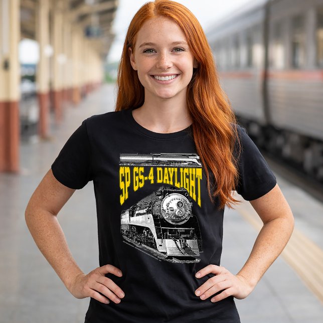 SP GS-4 Daylight Steam Locomotive. 4449 Train T-Shirt (SP GS-4 Daylight Steam Locomotive. 4449 Train. Women Basic Black T-Shirt)