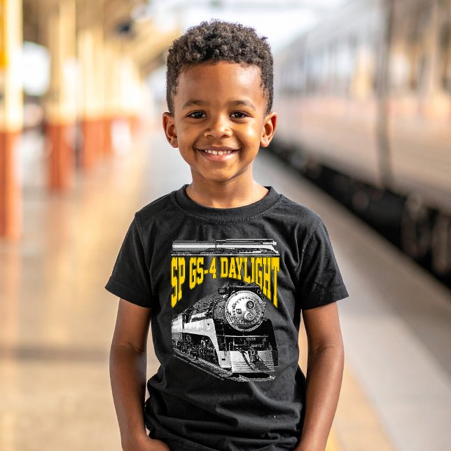 SP GS-4 Daylight Steam Locomotive. 4449 Train T-Shirt (SP GS-4 Daylight Steam Locomotive. 4449 Train. Boy Basic Black T-Shirt)