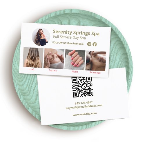 Spa 4 Photo Social Media QR Code Business Card