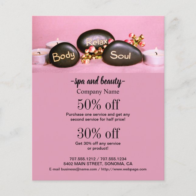Spa and beauty business personalized flyer (Front)