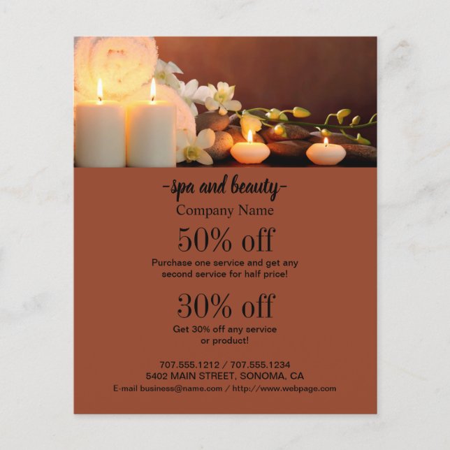 Spa and beauty business personalized flyer (Front)