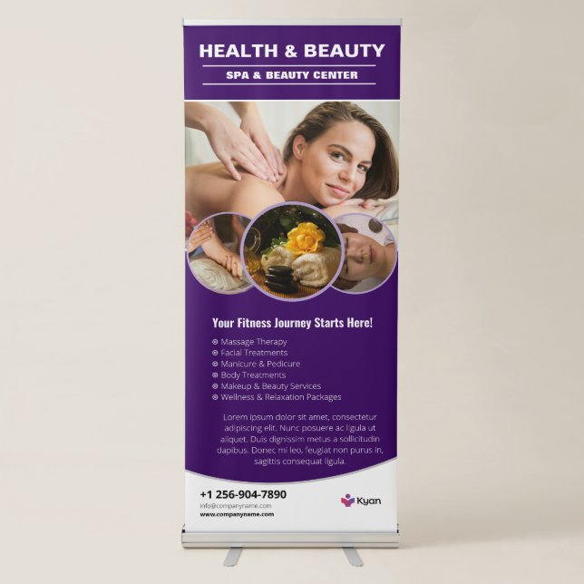 Spa And Beauty Centre Vertical Retractable Banner (Front)