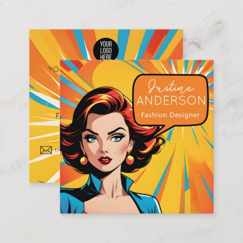 spa and beauty parlour Retro Pop Art woman Wow Square Business Card