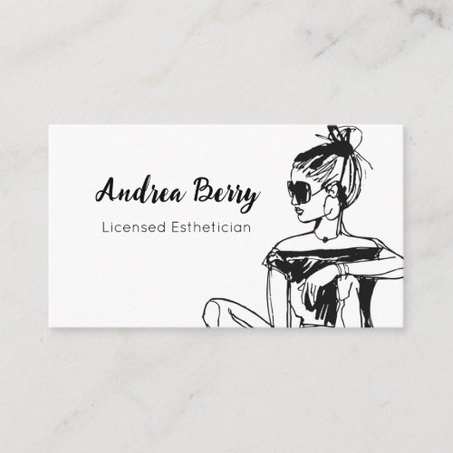 Spa and Salon Esthetician Black and White Business Card