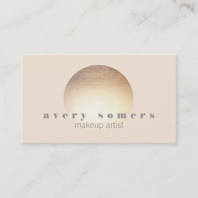 Spa and Salon Gold Circle Peach Business Card (Front)