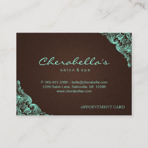 Spa Appointment Card Spa Linen Brown Mint Business Card Templates